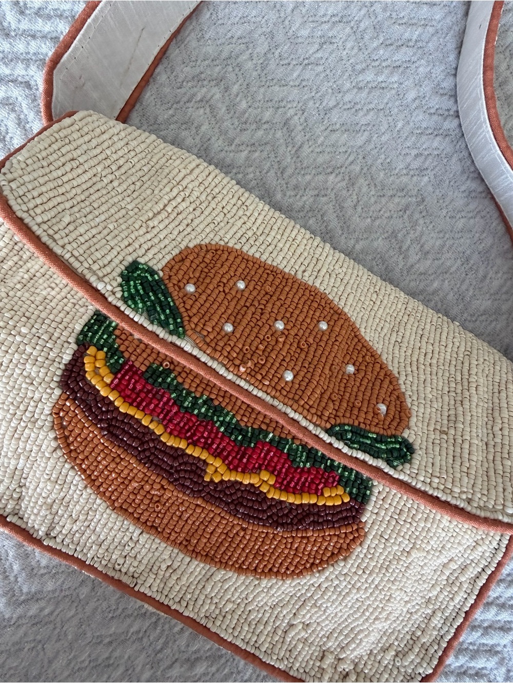 NWT Sol and Mer Beaded Hamburger Shoulder Bag Novelty Purse TJ Maxx Foodie - Picture 3 of 8